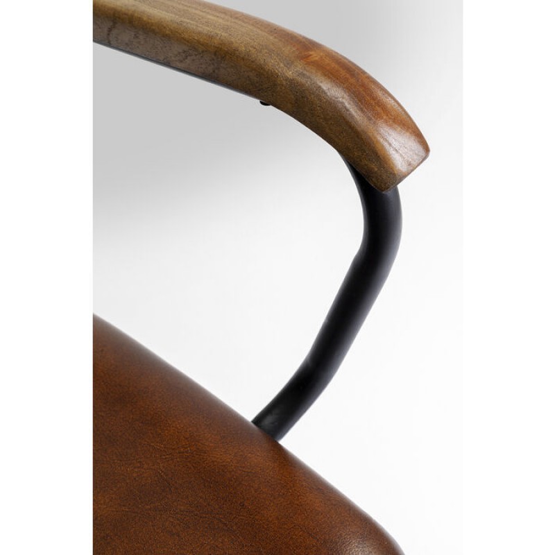 Chair with Armrest Salsa Leather Brown